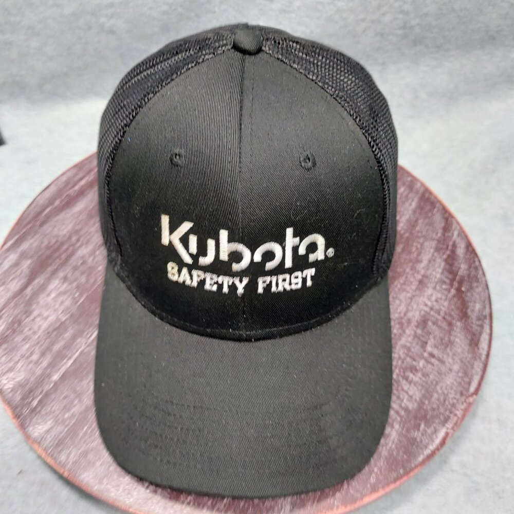 Kubota Safety First Black Mesh Trucker Hat Adjustable Snapback Cap